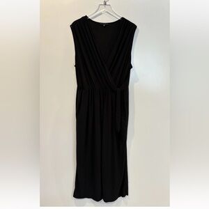Tiana B Black‎ Faux Wrap Tie Waist Jumpsuit Womens Size 3X (1955)